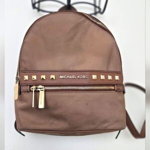Micheal Kors Nylon Mini Backpack Tan Brown Studded